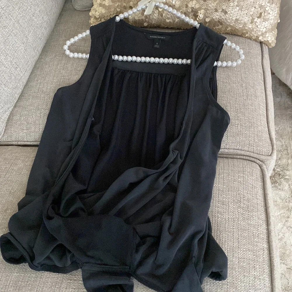 Banana Republic Sandwash Wrap Top Black Size S